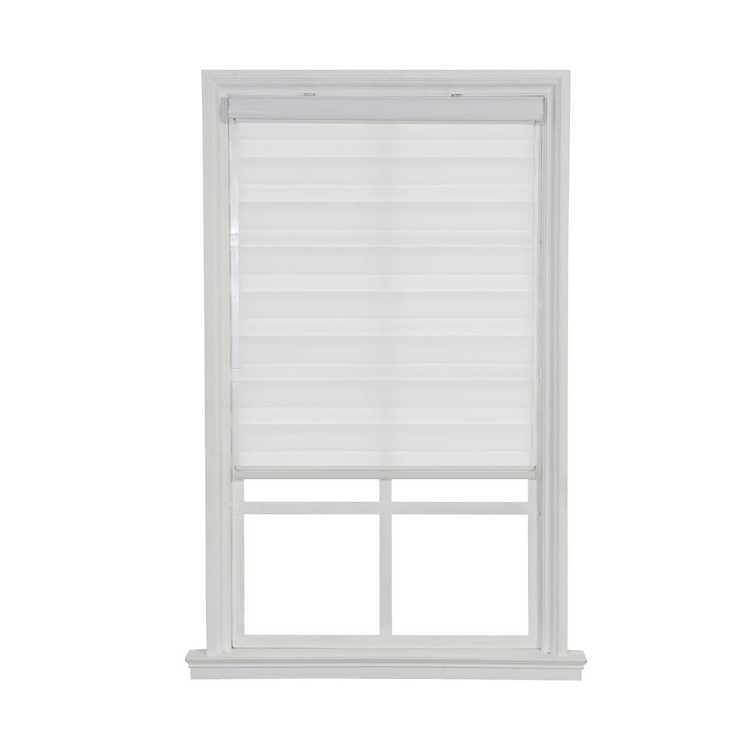 hometrends cordless zebra light filtering roller shade 30"x72" white