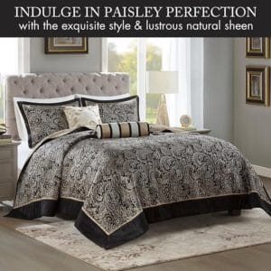 aubrey black paisley 4 pc bedspread king set by madison park