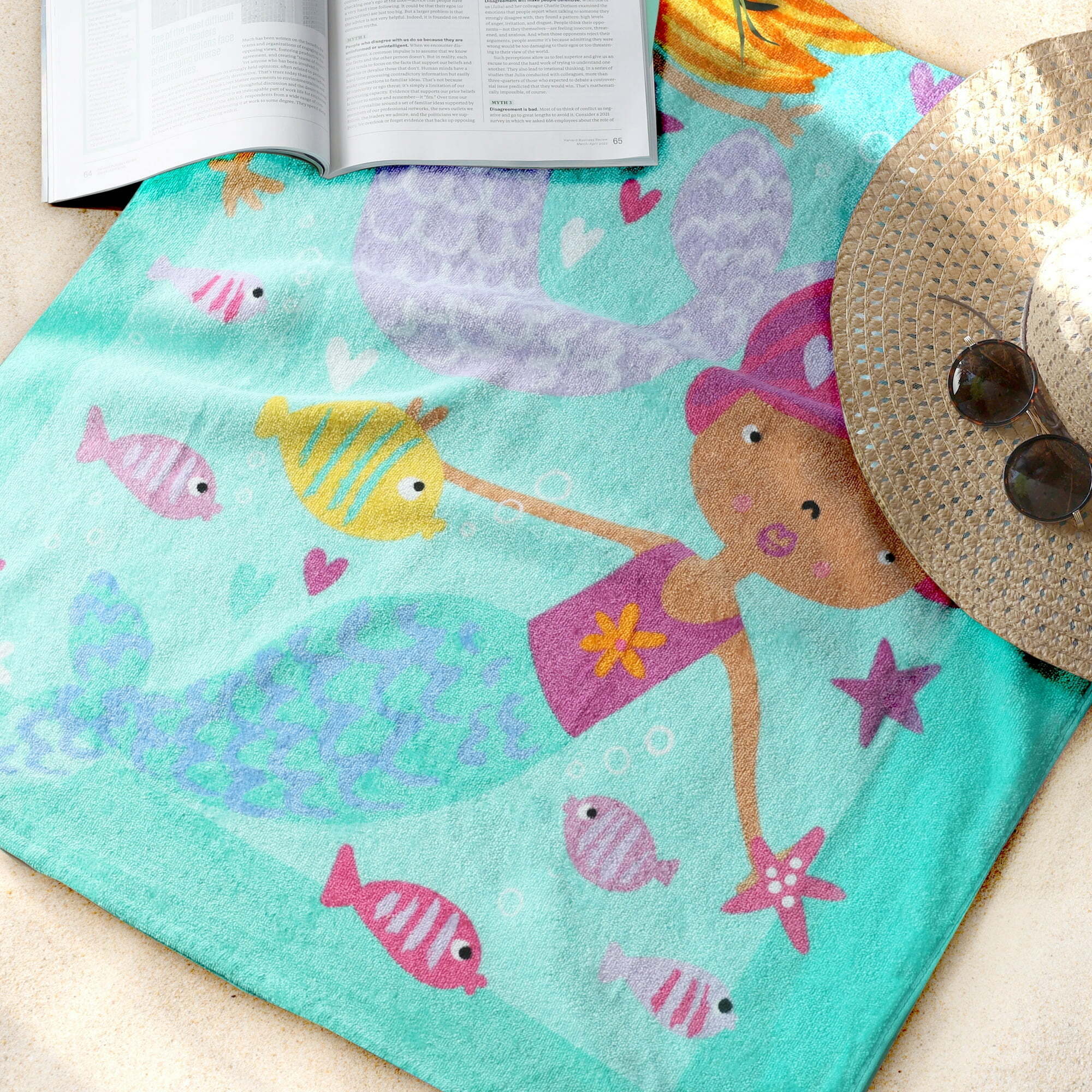 mainstays velour beach towel mermaids multi color 28x60