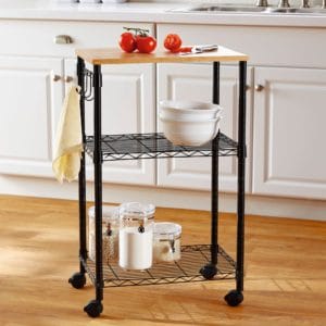 mainstays black metal multi purpose rolling kitchen cart