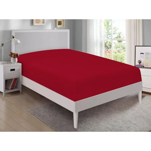 mainstays double fitted sheet soft cotton 54" x 75", red