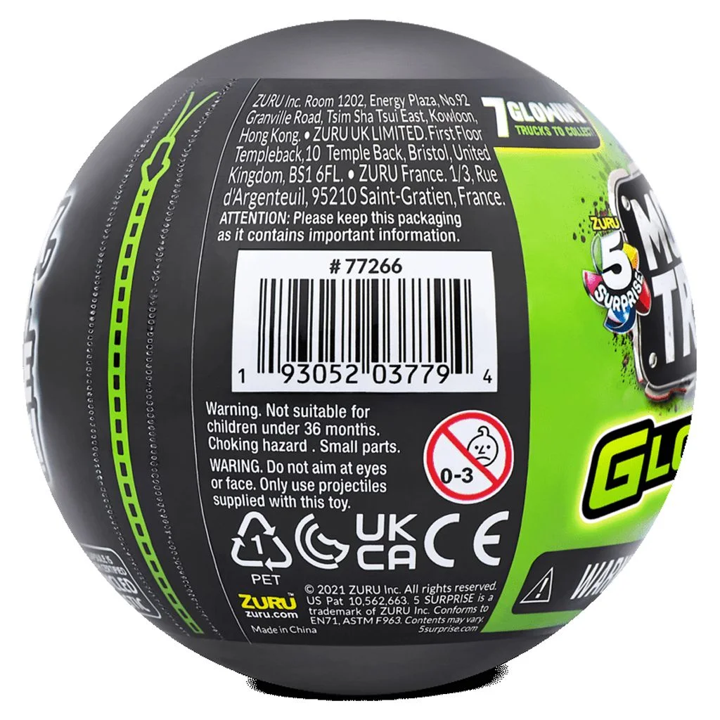 5 surprise monster trucks glow riders series 2 novelty & gag toy by zuru