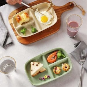 nordic ceramic tableware compartment plate rectangle colorful divider plates portion
