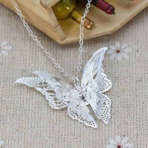 women lovely butterfly pendant chain necklace jewelry