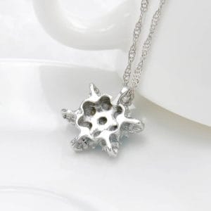 charm vintage crystal snowflake zircon flower silver necklaces pendants jewelry gift for women(sea blue)