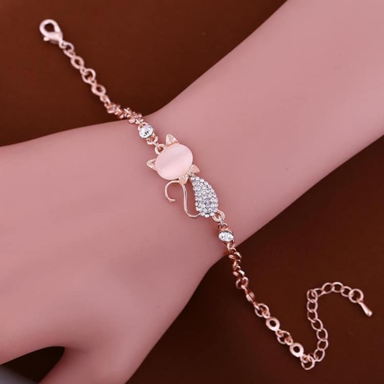 lovely cat pendant bangle women elegant crystal opals rhinestone bangles