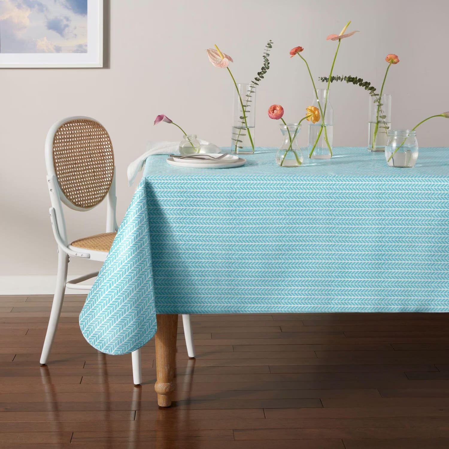 home trends herringbone peva tablecloth, 52" x 70" 100% peva vinyl