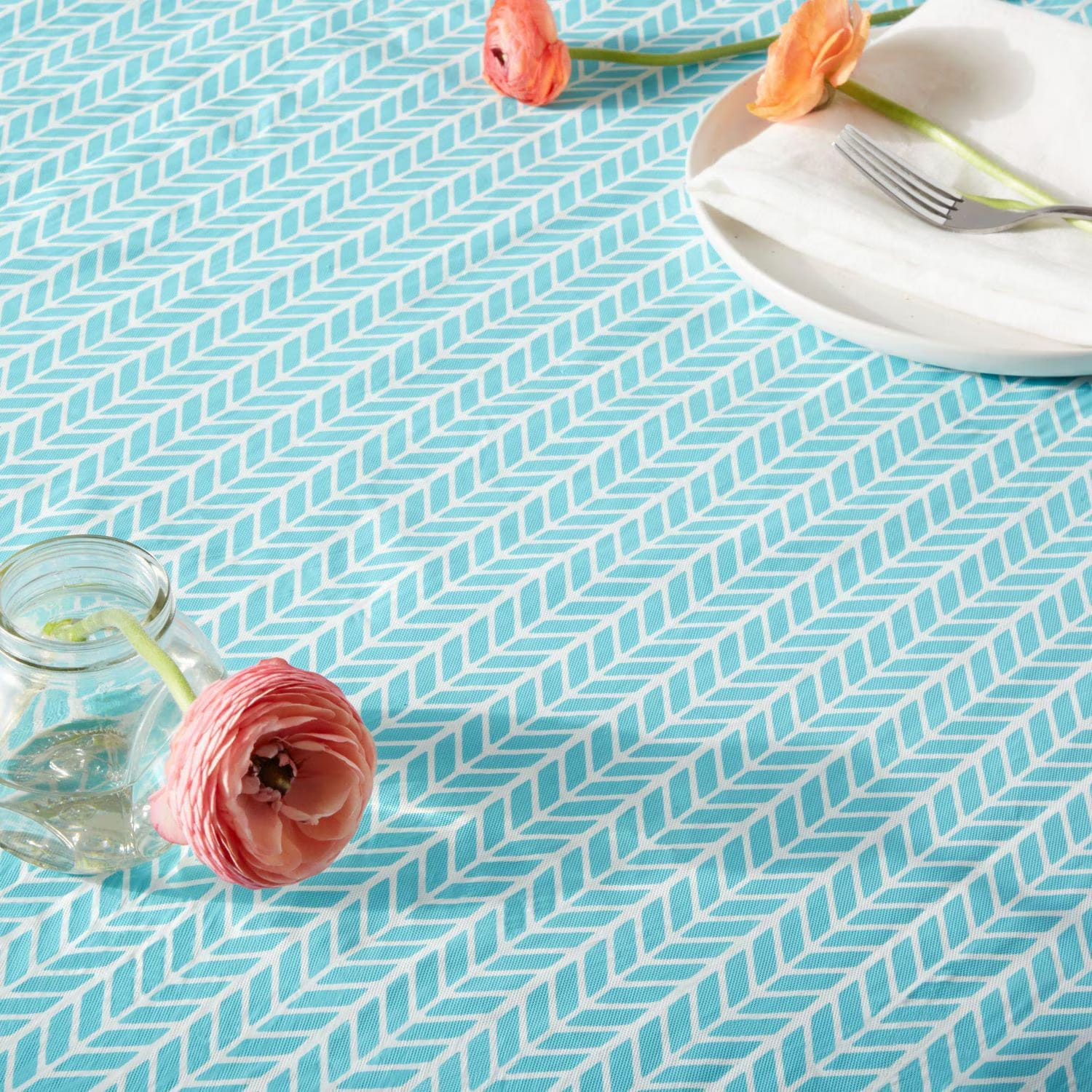 home trends herringbone peva tablecloth, 52" x 70" 100% peva vinyl