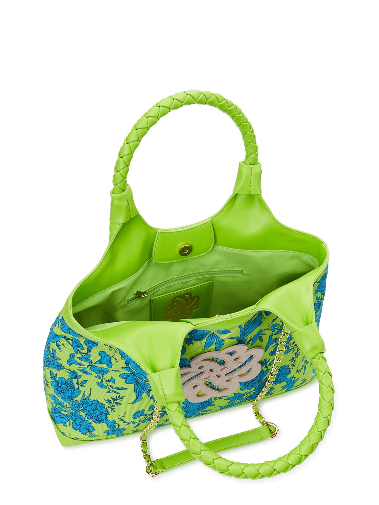 sam & libby carina women's medium canvas tote handbag, green and blue