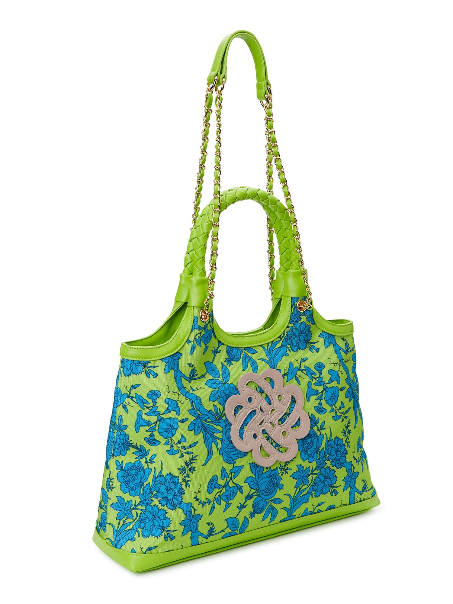 sam & libby carina women's medium canvas tote handbag, green and blue