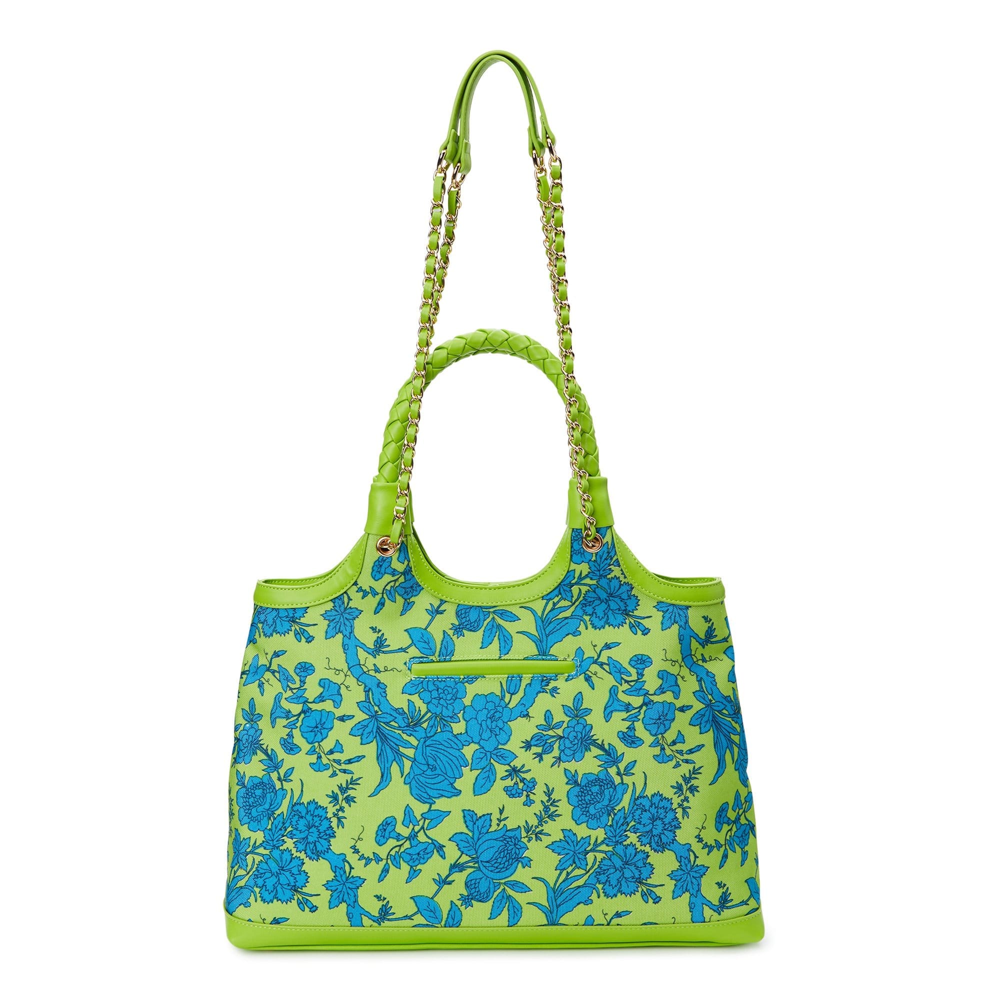 sam & libby carina women's medium canvas tote handbag, green and blue