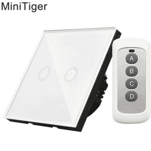 minitiger eu smart home wifi wall light touch switch 2 gang wifi/433 rf/app remote wifi light switch crystal glass panel color white