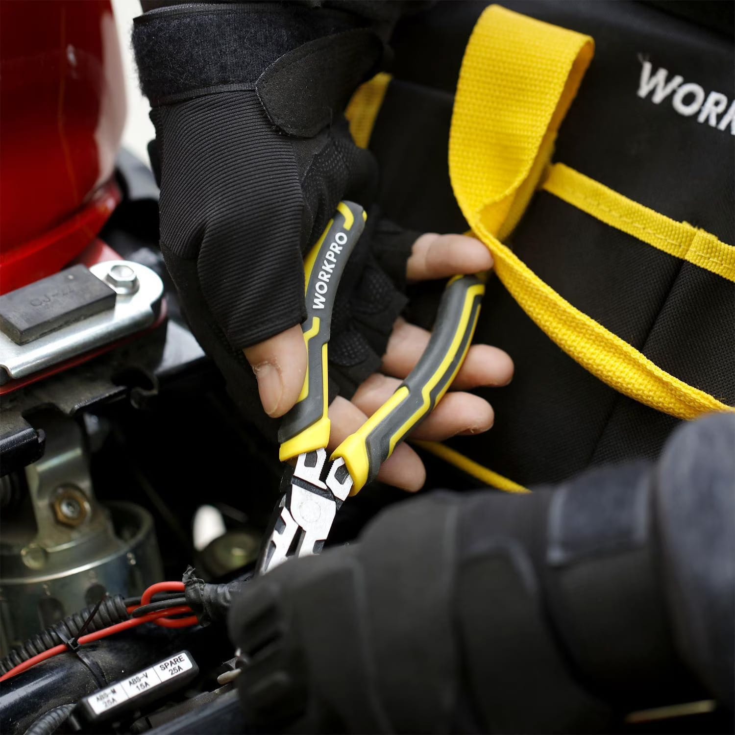 workpro household tool set 32 piece, 12 pocket zip up tool bag