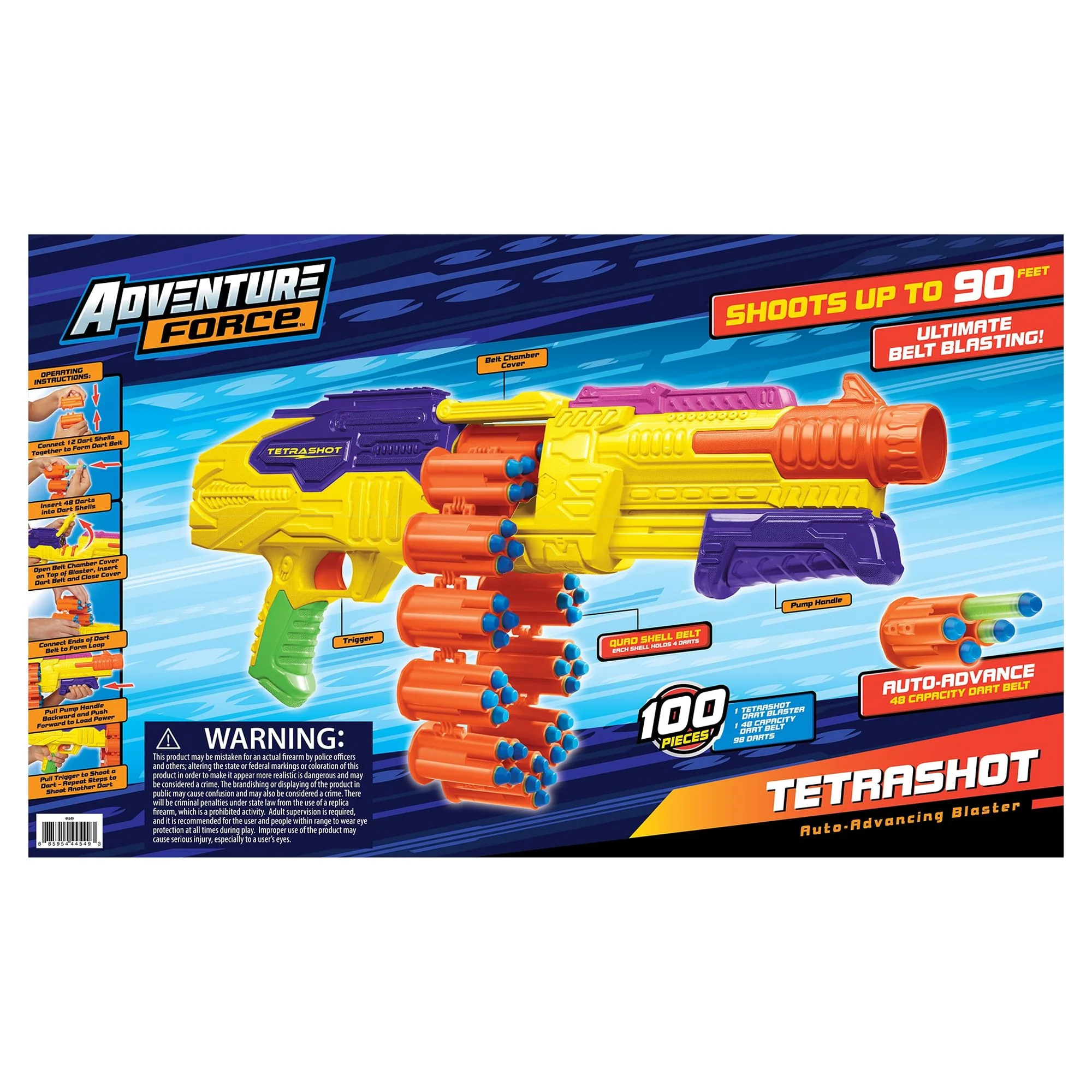 adventure force tetrashot dart belt blaster, 100 piece set