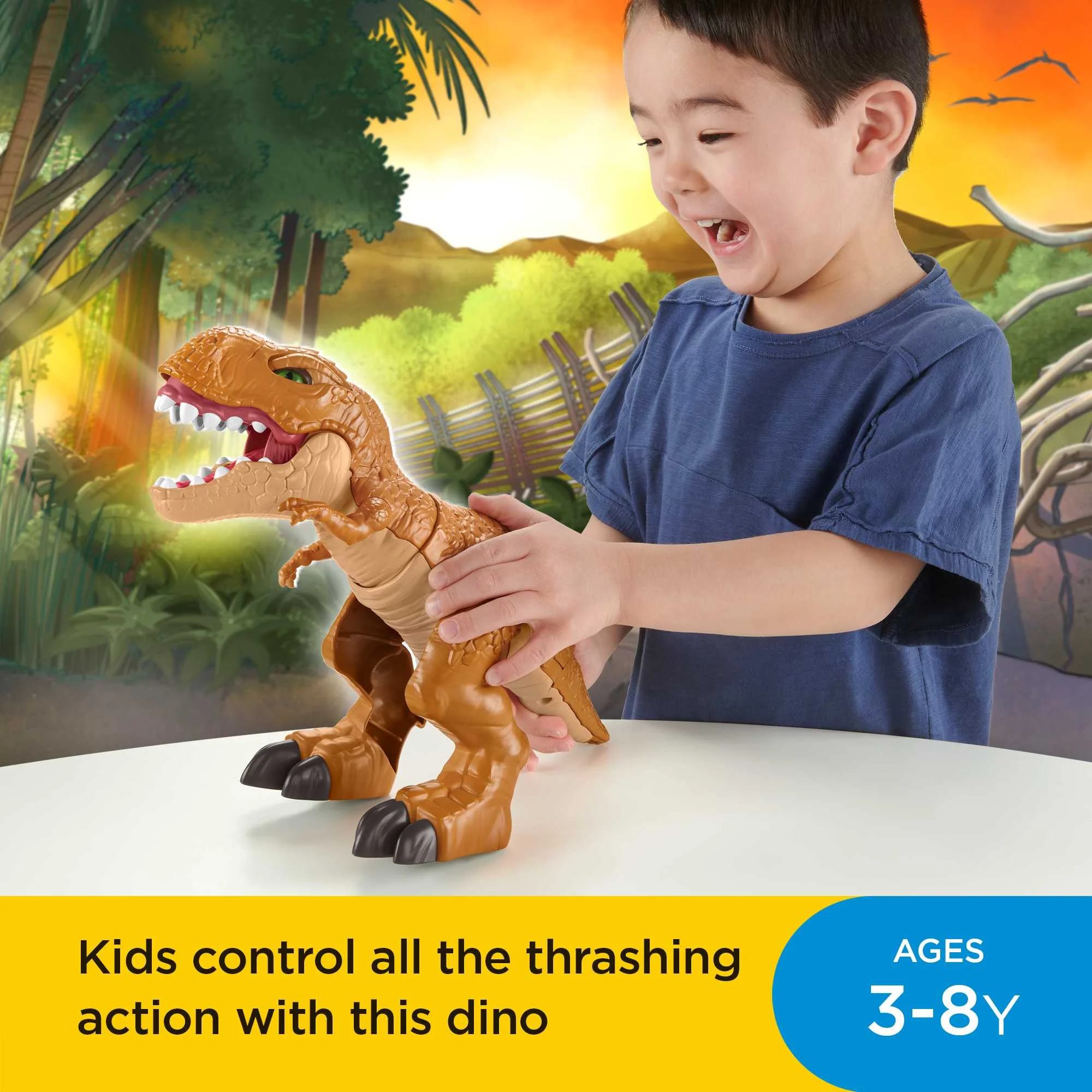 imaginext jurassic world thrashin’ action t. rex dinosaur toy for preschool kids