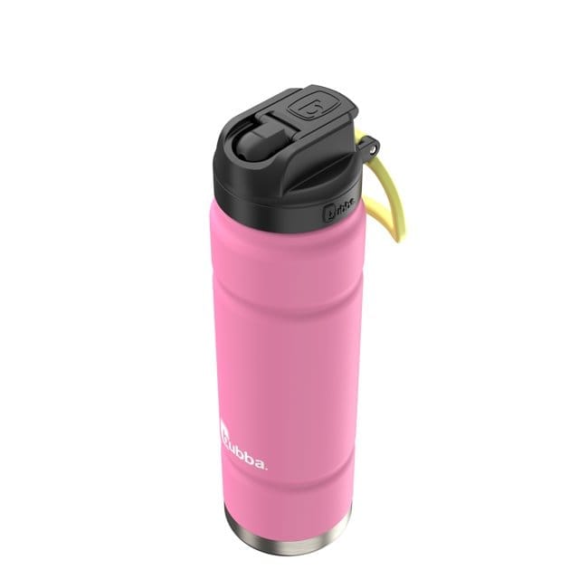 bubba trailblazer stainless steel water bottle, straw lid rubberized pink, 24 fl oz.