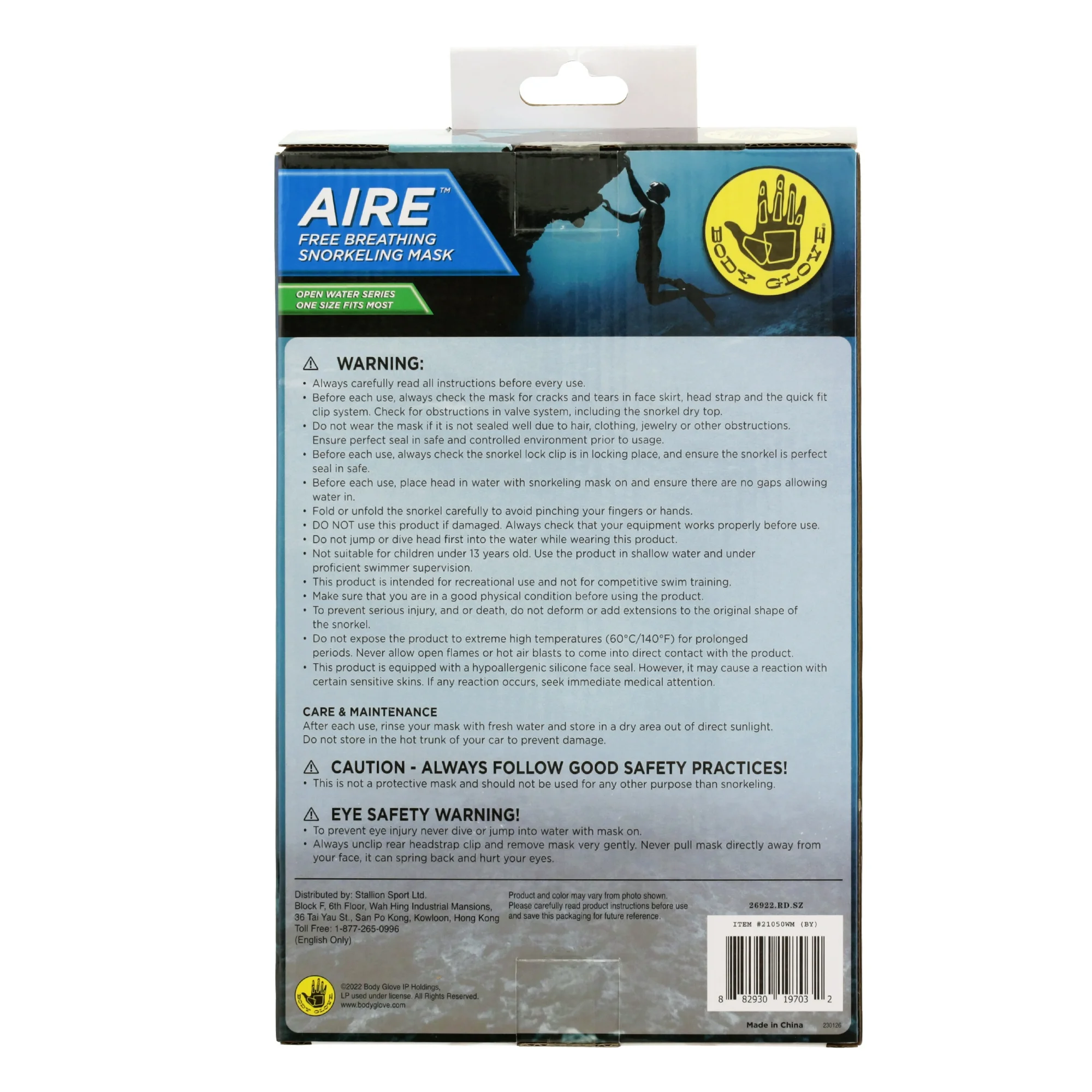 body glove adult aire free breathing swimming diving snorkel mask with gopro mount (black)