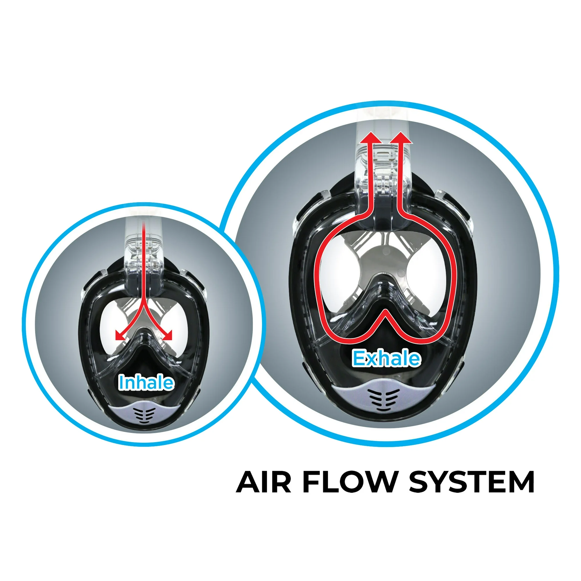 body glove adult aire free breathing swimming diving snorkel mask with gopro mount (black)