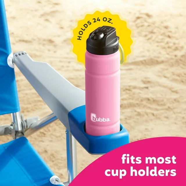 bubba trailblazer stainless steel water bottle, straw lid rubberized pink, 24 fl oz.