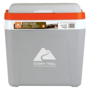 ozark trail 26 qt ice chest cooler hard sided portable cooler, 32 can capacity 25l grey