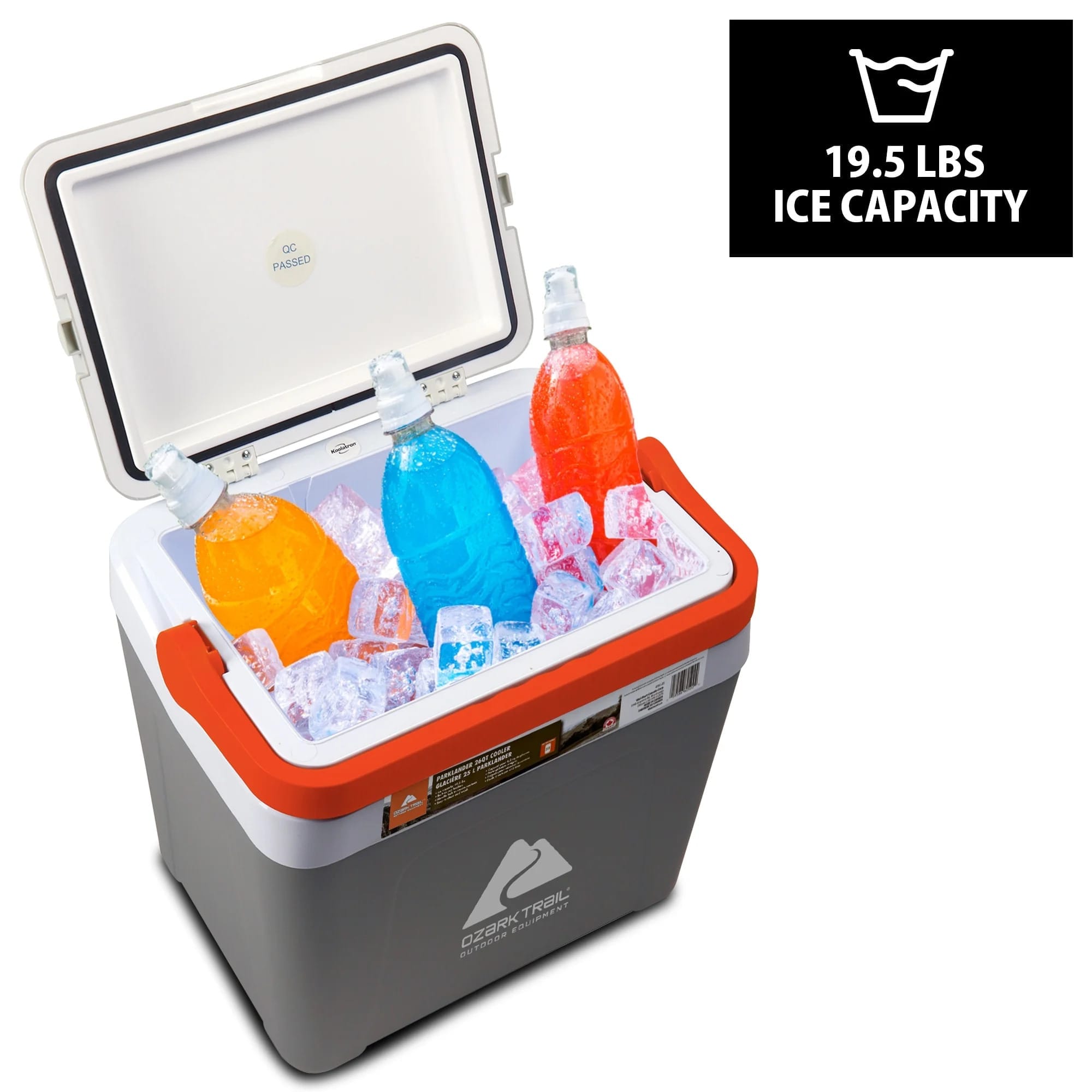 ozark trail 26 qt ice chest cooler hard sided portable cooler, 32 can capacity 25l grey