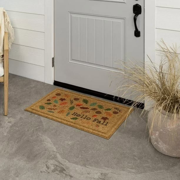 mohawk home hello fall faux coir polyester doormat orange 18" x 30"