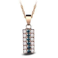 18k gold cylindrical hidden green and white crystal mixed pendant necklace (green)