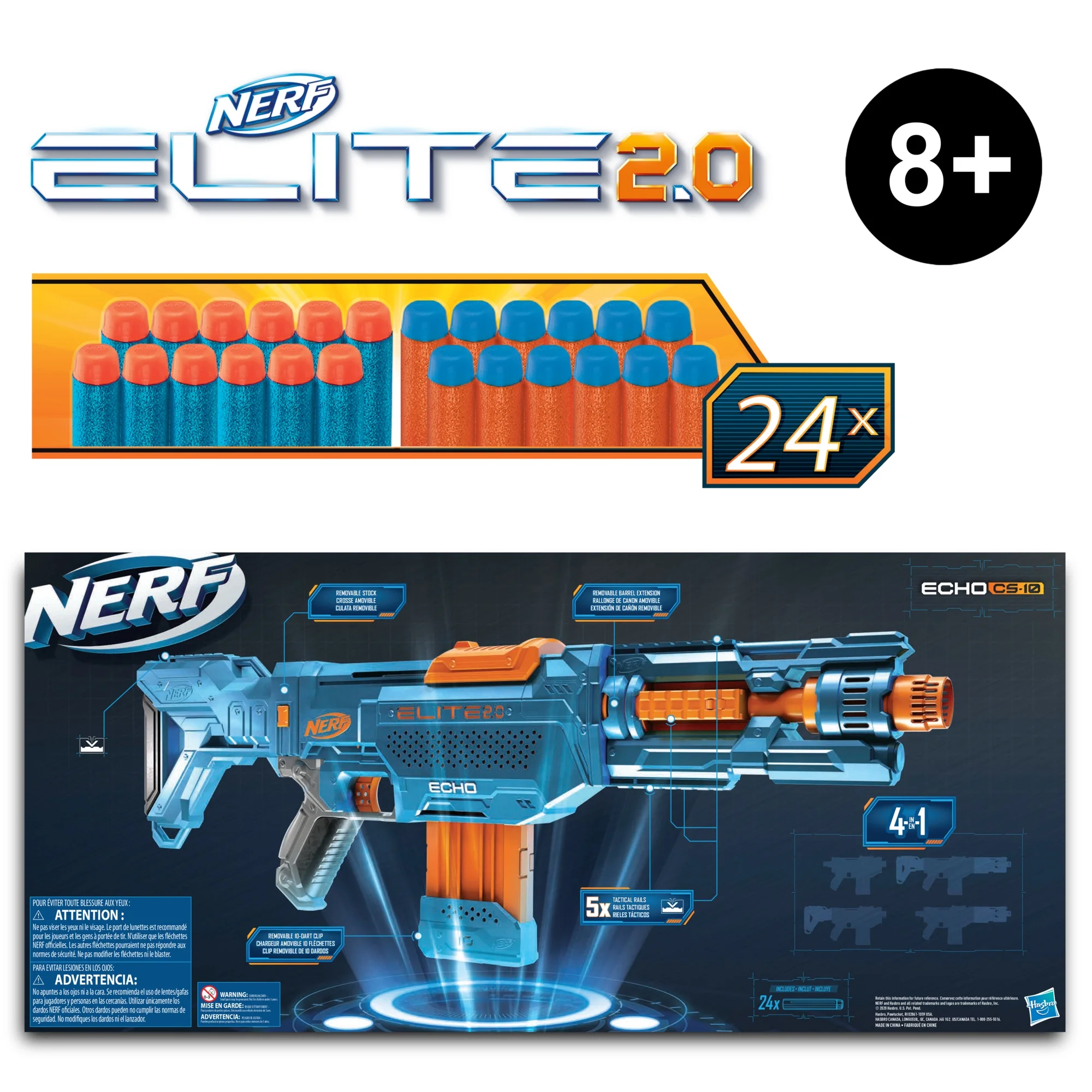 nerf elite 2.0 echo cs 10 kids toy blasters with 24 darts