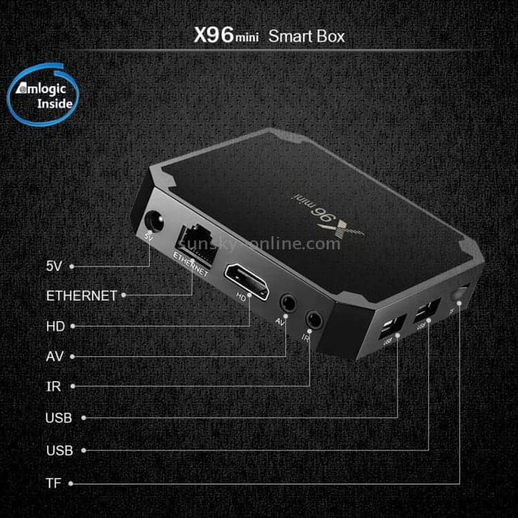 x96 mini 4k*2k uhd output smart tv box player with remote controller, android 7.1.2 amlogic s905w quad core arm cortex a53 2ghz, ram: 2gb, rom: 16gb, supports wifi, hdmi, tf (black)