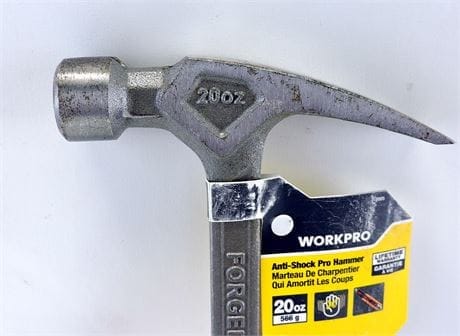 workpro 20 oz one piece forged claw hammer with anti shock handle