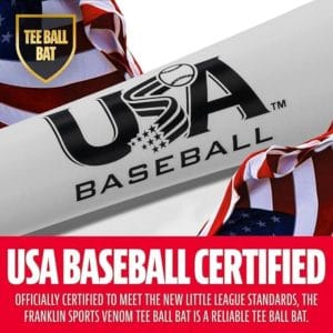 franklin sports kids baseball + tball bat venom youth aluminum bat usa certified boys + girls tee ball bat junior metal bat 26"/ 14oz white