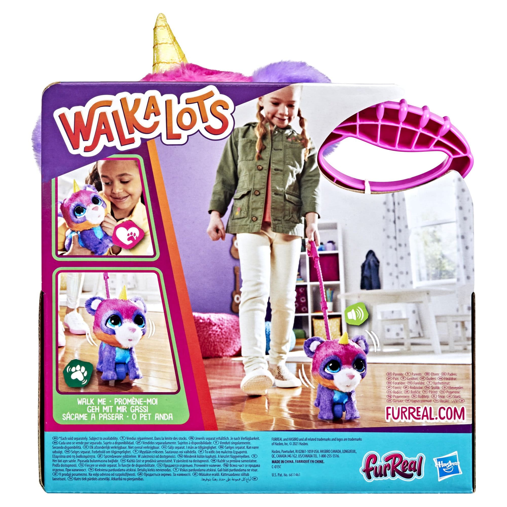 furreal walkalots multicolor pandacorn plush interactive toy, electronic pet