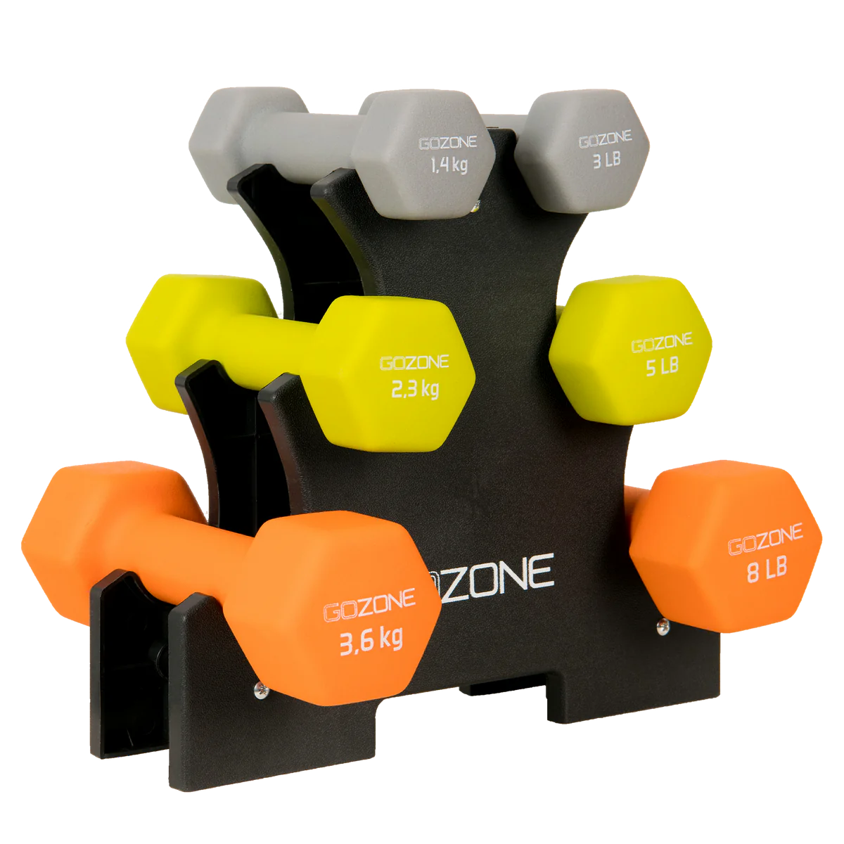 gozone 32 lb neoprene coated dumbbell set – multicolor