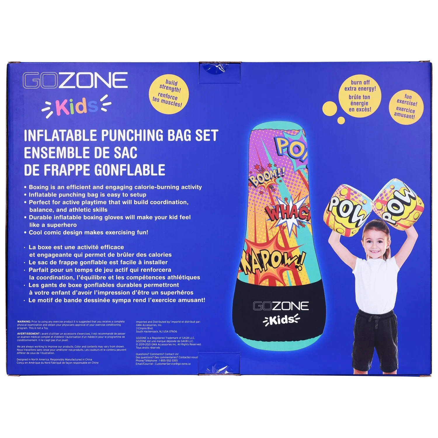 gozone kids inflatable punching bag set – multi color, with inflatable gloves