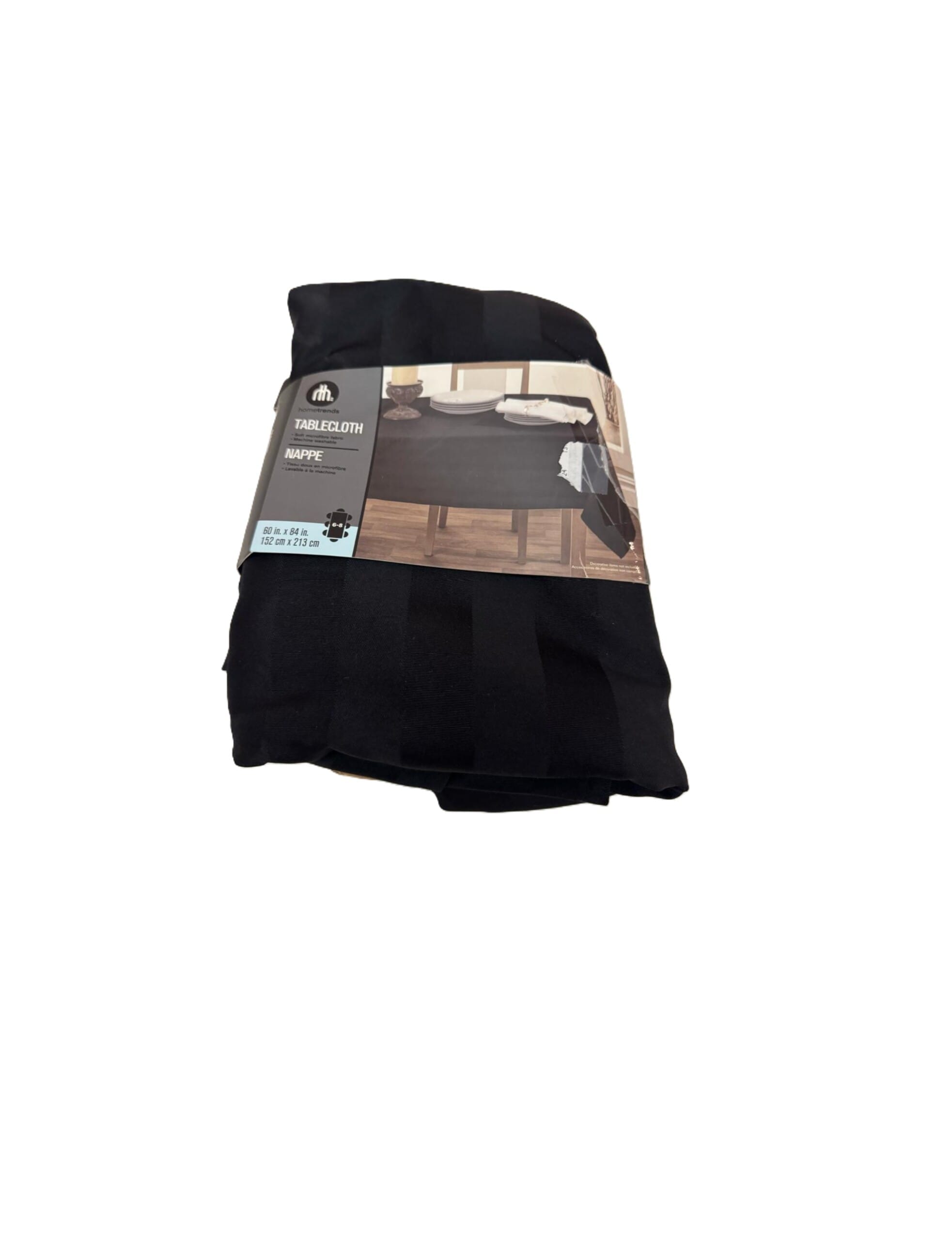 hometrends microfiber stripe tablecloth 60" x 84" rectangle black
