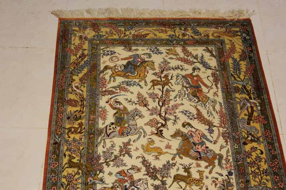 carpet genuine 100% silk handmade, kashaan, iran (size 100cmx150cm) cpt14