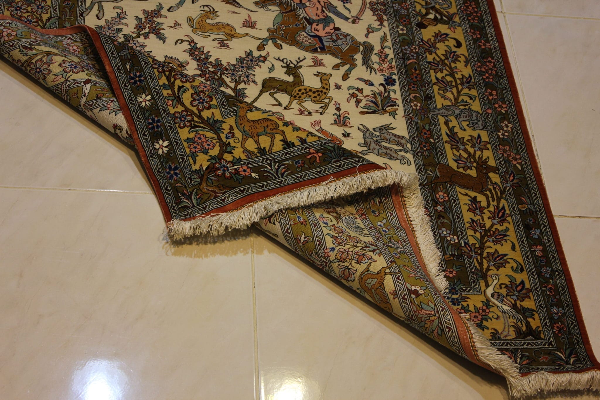 carpet genuine 100% silk handmade, kashaan, iran (size 100cmx150cm) cpt14
