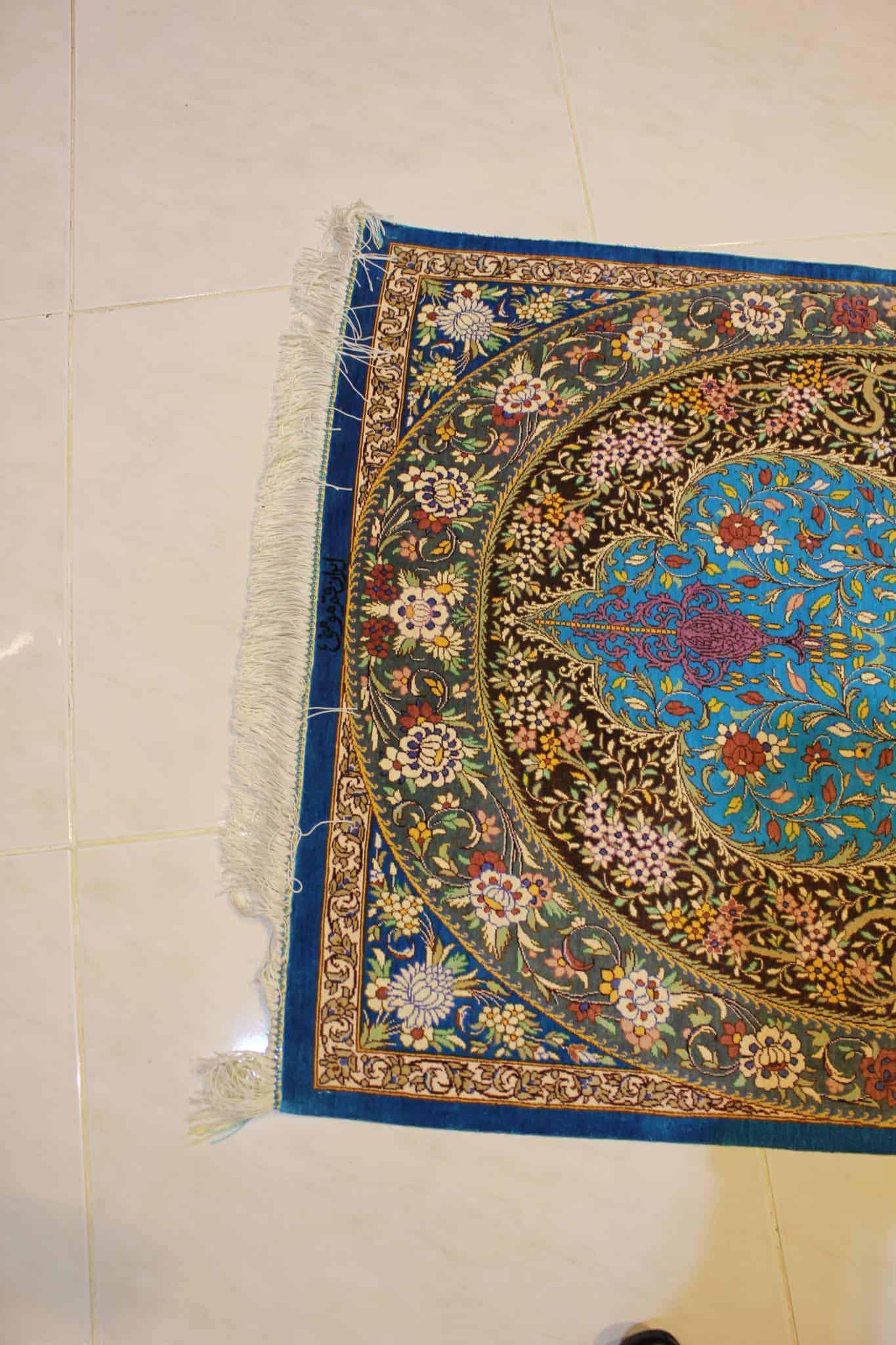 carpet genuine 100% silk handmade, iran (size 80cmx120cm) cpt32
