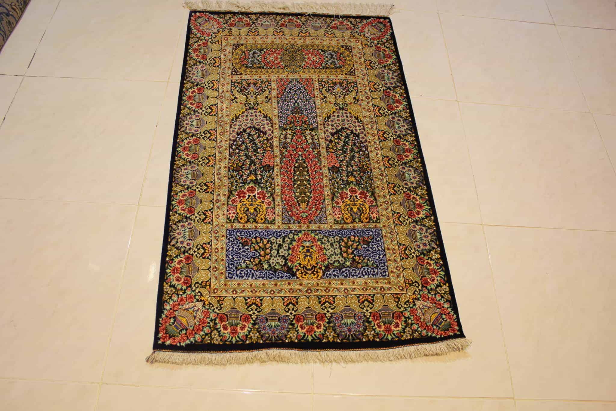 carpet genuine 100% silk handmade, iran (size 80cmx120cm) cpt33