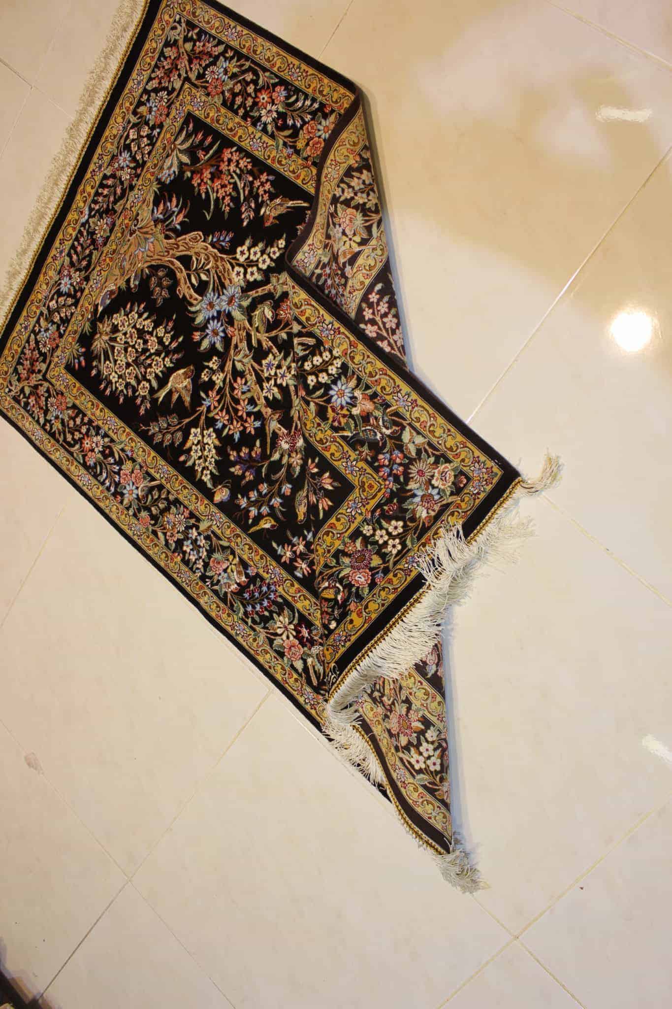 carpet genuine 100% silk handmade, iran (size 80cmx120cm) cpt35