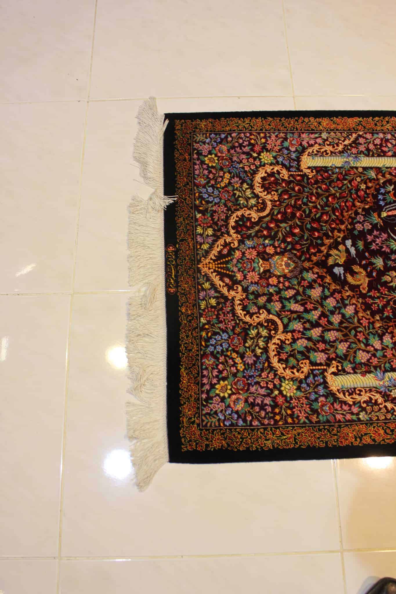 carpet genuine 100% silk handmade, iran (size 80cmx120cm) cpt37