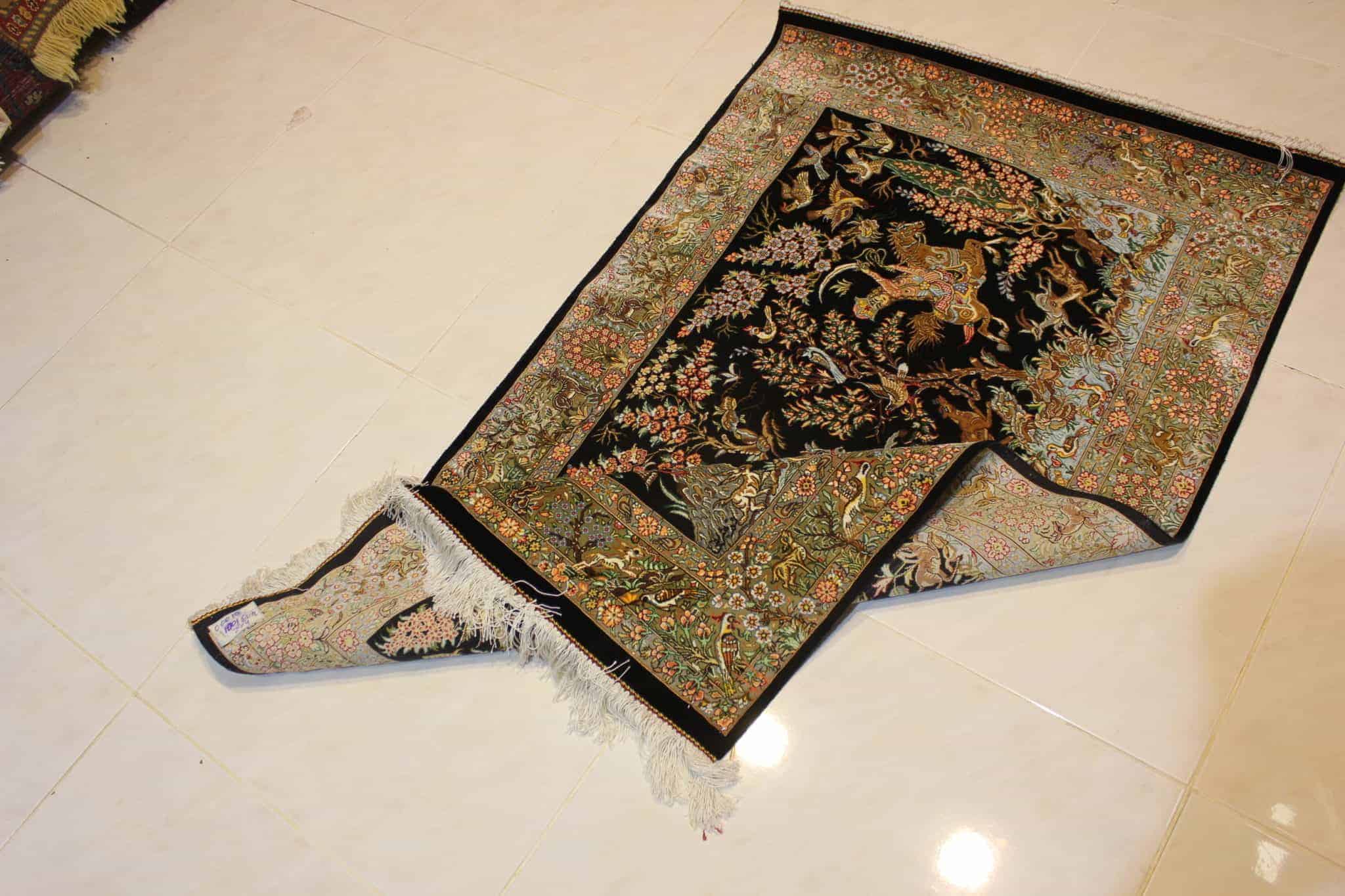 carpet genuine 100% silk handmade, iran (size 80cmx120cm) cpt38