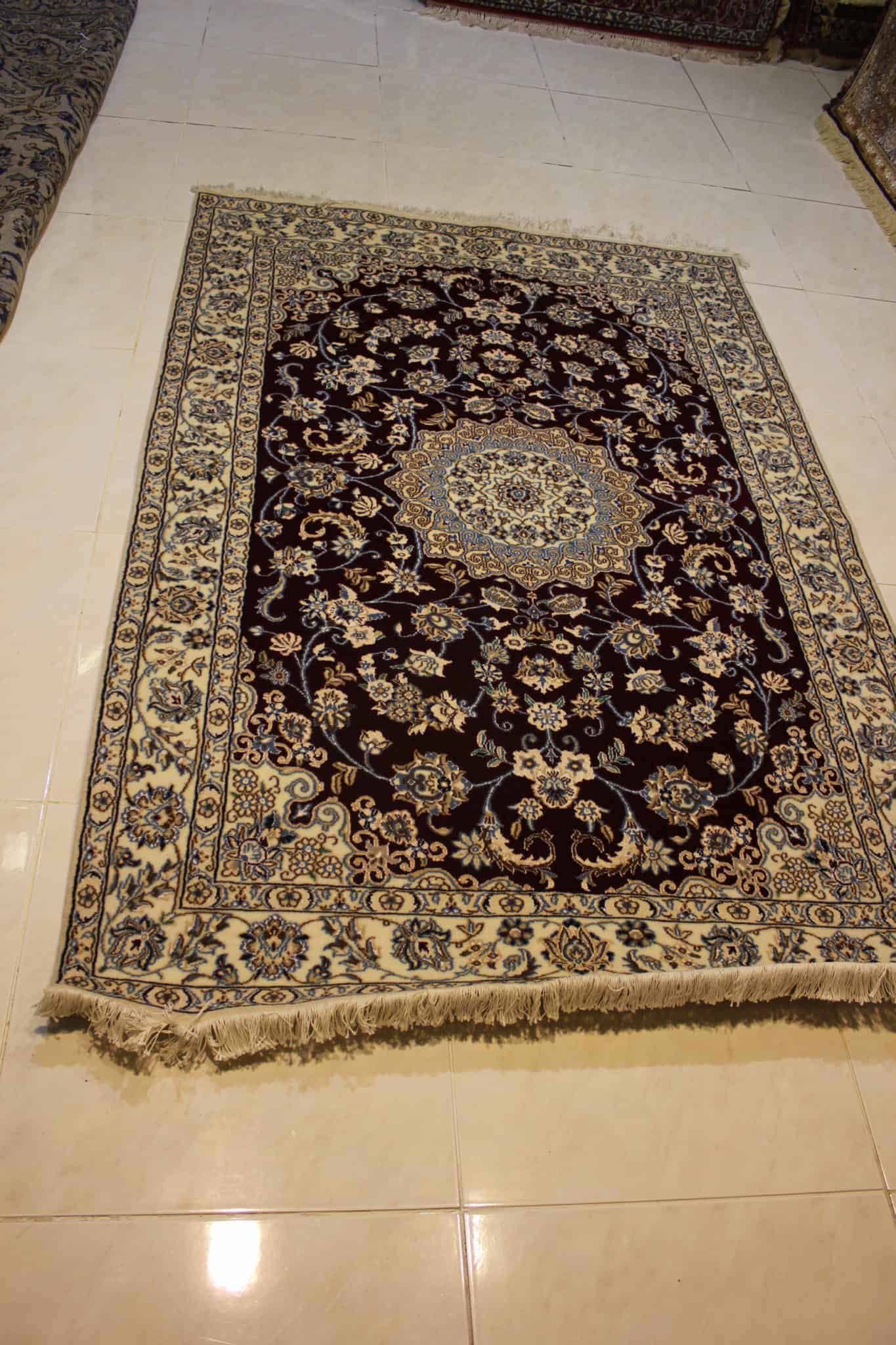 carpet genuine 20% silk, 80% wool, handmade, iran (size 130cmx200cm) cpt46