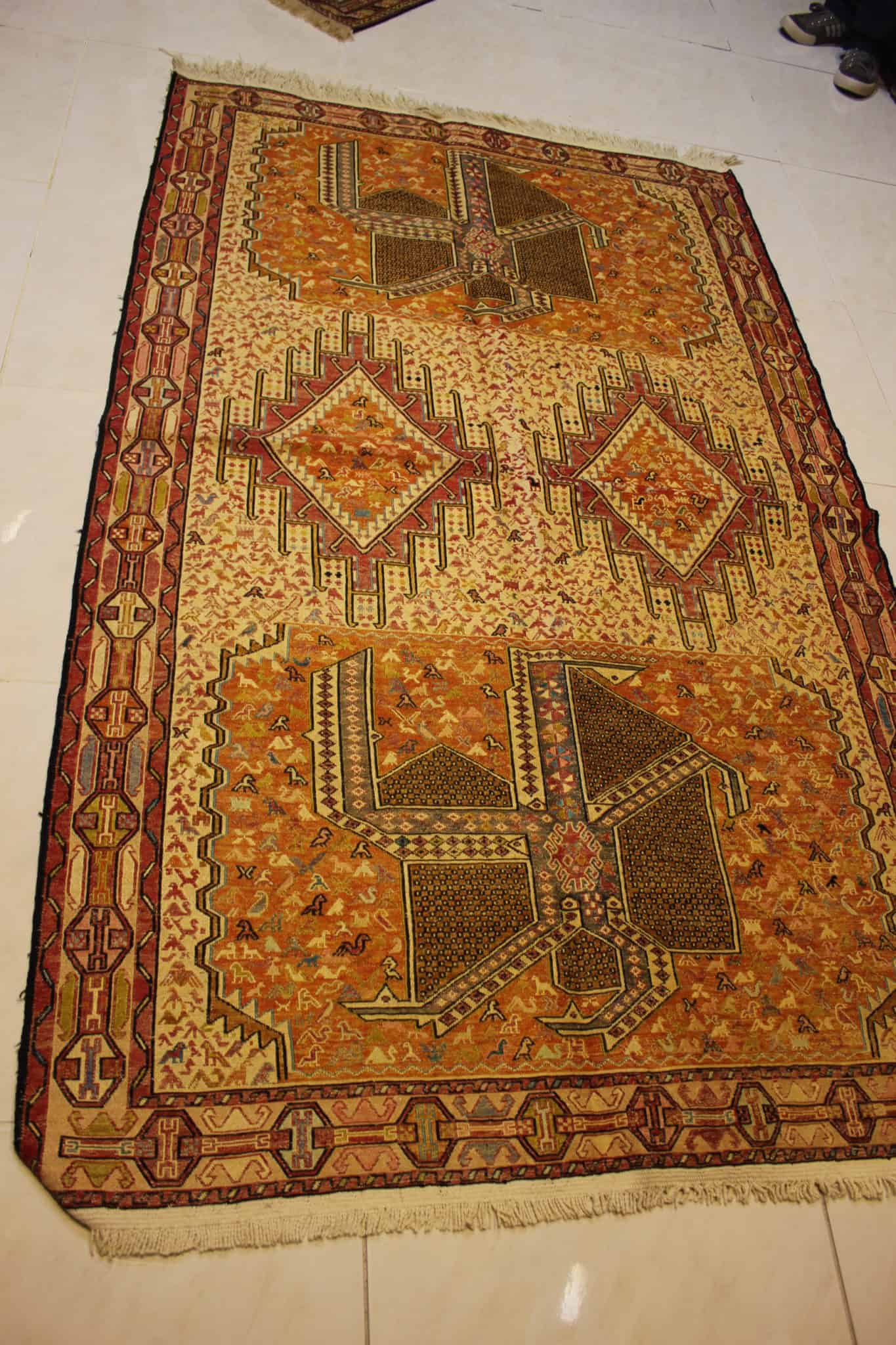 carpet genuine 100% silk cotton mixed, handmade, iran (size 130cmx200cm) cpt71