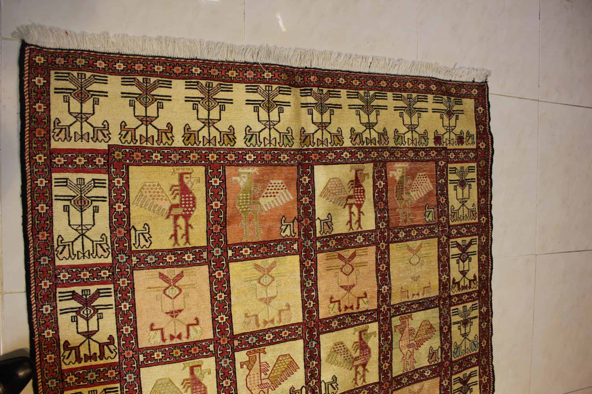 carpet genuine 100% silk cotton mixed, handmade, iran (size 130cmx200cm) cpt74