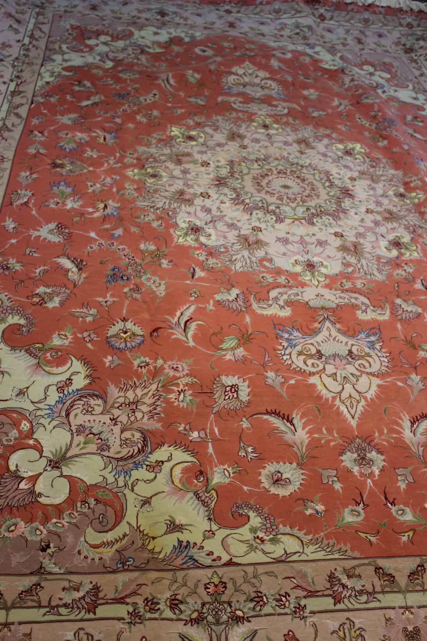 carpet genuine 100% silk wool mixed, handmade, tabriz, iran (size 300cmx400cm) cpt79