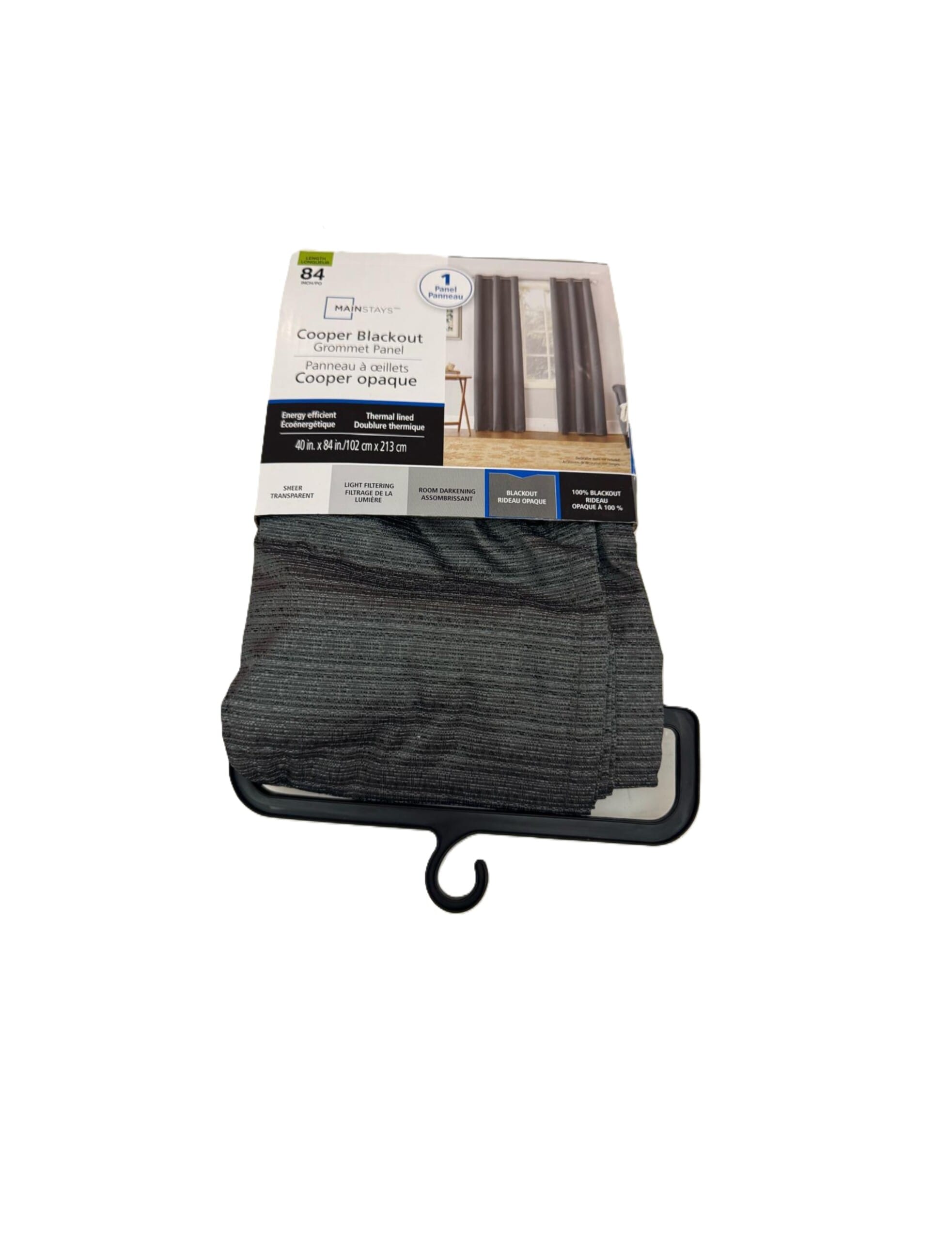 mainstays cooper blackout grommet curtain panel black 40 x 84"