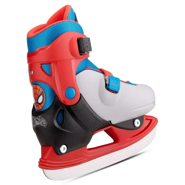 marvel spider man hardshell adjustable ice skates, extra small (y8 y11), grey / red