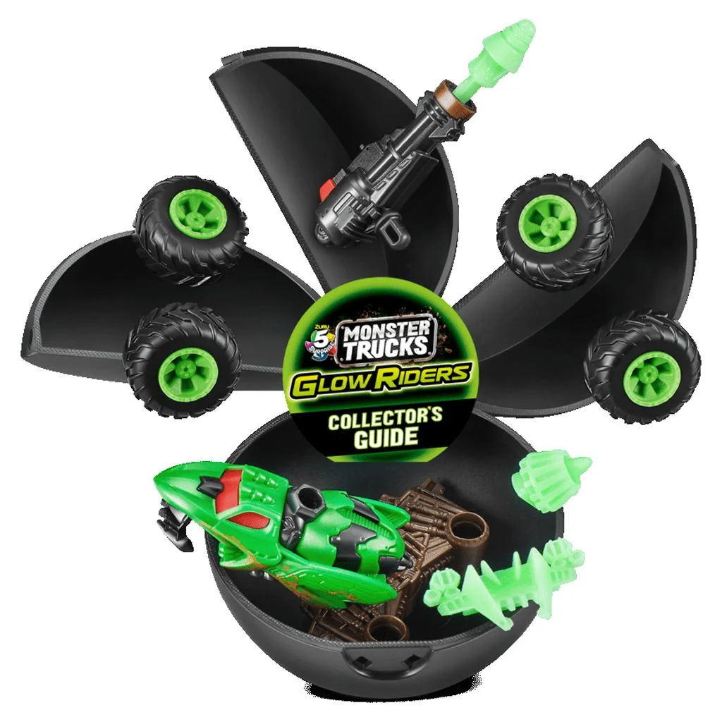 5 surprise monster trucks glow riders series 2 novelty & gag toy by zuru