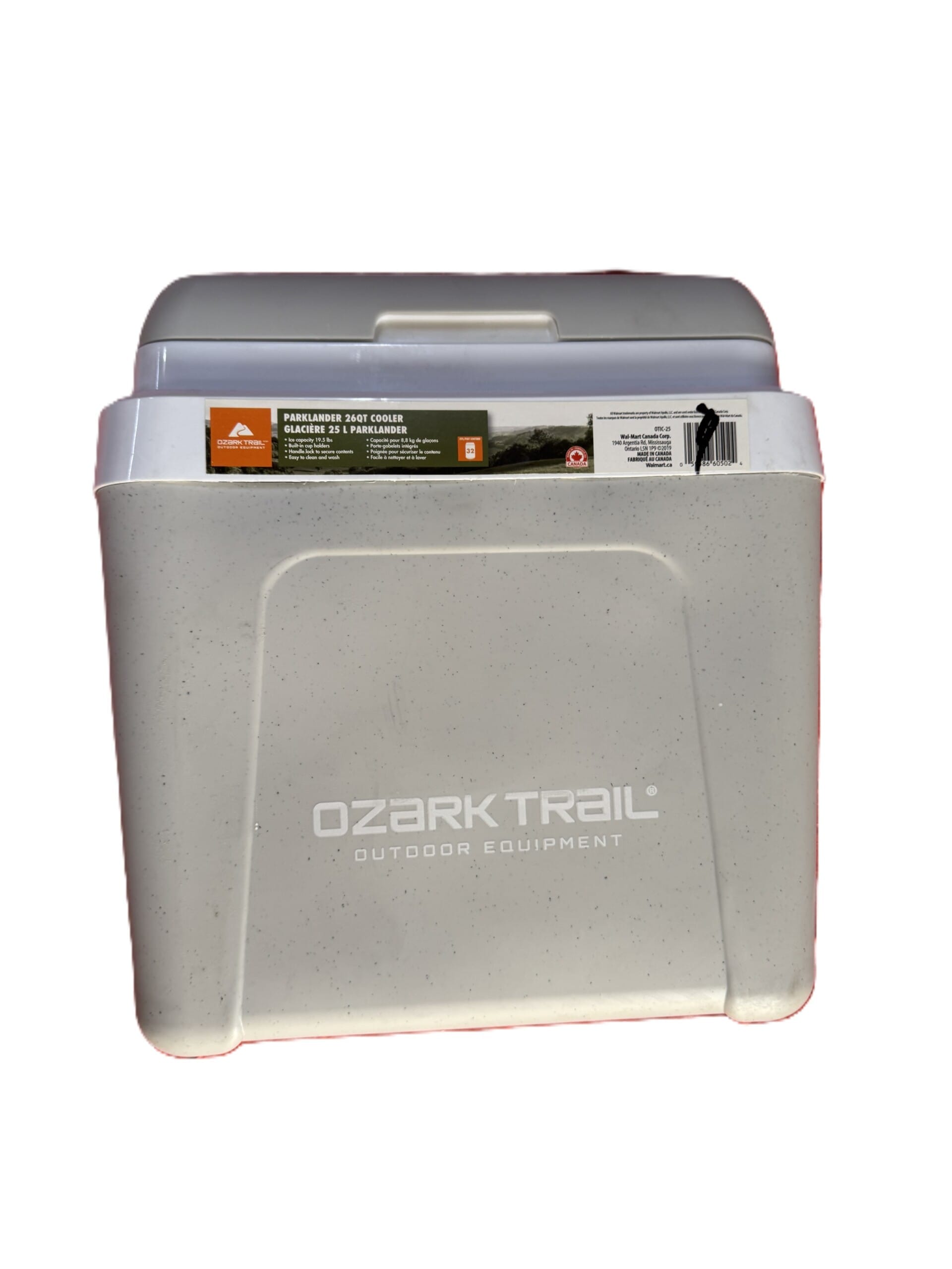 ozark trail 26 qt ice chest cooler hard sided portable cooler, 32 can capacity 25l grey